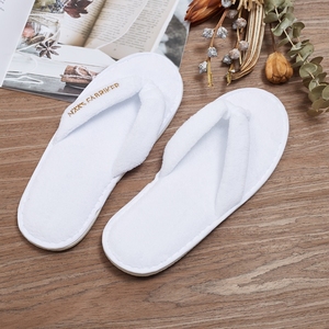 Chất lượng cao bán buôn biểu tượng tùy chỉnh phòng ngủ phòng tắm san hô nhung Có thể giặt Dép hãng hàng không Spa <span class=keywords><strong>Flip</strong></span> Flop khách sạn dép - Product Image 2
