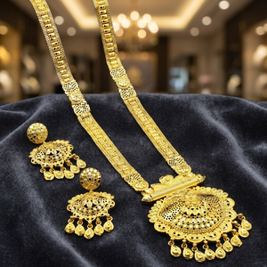 Wholesale 14K 18K 24K Micron Gold Plated Forming Long Necklaces Set Floral Design Traditional Long Jewelry Set Fashion Necklaces - Product Image 3