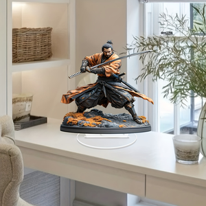 Statua in Acrilico 2D Stile Giapponese, Decorazione per Casa e Ufficio, Artigianato Tradizionale Guerriero con Doppia Spada - Product Image 2