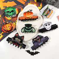 Nouvelles pinces à cheveux fantaisie pour Halloween, motif requin, citrouille et squelette humain, en acrylique, pour femmes, accessoire de mode