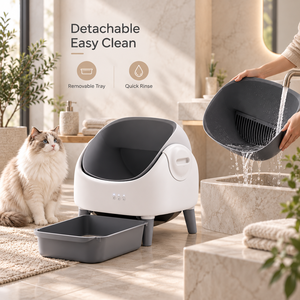 Arenero Autolimpiable Automático Más Vendido <span class=keywords><strong>con</strong></span> Sensor <span class=keywords><strong>de</strong></span> Seguridad Doble y Control por App, Gris y Blanco, Bolsas <span class=keywords><strong>de</strong></span> Basura <span class=keywords><strong>de</strong></span> Plástico Incluidas - Product Image 5