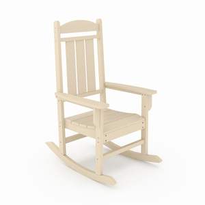 DB Beige tradicional porche balancín clásico HDPE Poly Lumber silla para cómodo porche Patio jardín uso - Product Image 1