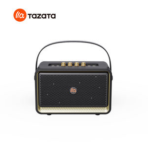 Haut-parleur sans fil en bois et cuir, excellent haut-parleur BT 60W avec micro pour karaoké à domicile - Product Image 1