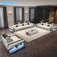 Canapé à chargement sans fil LED au design unique Canapé de musique en forme de U pour maison intelligente Ensemble de fauteuils et fauteuils de cinéma pour villa haut de gamme