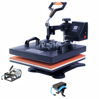 Prensa de Calor Manual Multifuncional 5 en 1 de 38*38CM para Sublimación, Impresora de Tarjetas para Camisetas, Bolsos y Cuero con Transferencia de Calor Digital