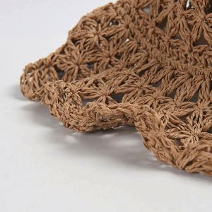 New Arrival Summer Hollow Paper <b>Straw</b> <b>Hat</b> Female Outdoor Large Brim Sunshade Sun Beach <b>Hat</b> - Product Image 5