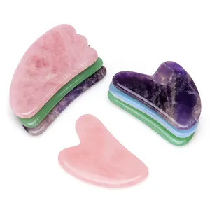 Jade gua sha cristal naturel rose quartz gua sha outil de grattage pour le corps et le visage