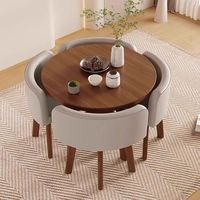 Ensemble de table à manger moderne en bois, ronde et carrée, gain de place, petite table à manger de 80 cm de diamètre, plateau en MDF avec revêtement en cuir PU/tissu, meubles de salle à manger