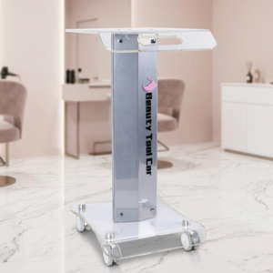Chariot de beauté mobile multifonctionnel avec plateau en acrylique pour les soins des ongles, du visage et le rangement en salon - Product Image 1