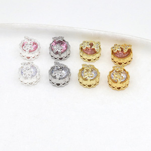 Cuentas Espaciadoras con Diseño de Mariposa Floral, Chapadas en Oro de 18k, con Diamantes de Imitación, Accesorios de Joyería DIY D176 - Product Image 3