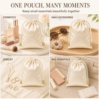 Pochette en satin 10x13cm avec cordon tressé et embout doré, sac cadeau pour cosmétiques et bijoux, sacs de voyage pour cosmétiques en gros
