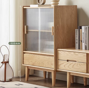 Mobiletto TV F8102 in Legno di Quercia Rossa con <span class=keywords><strong>2</strong></span> Ante Scorrevoli e 1 Cassetto - Product Image 6