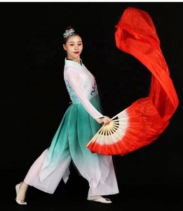 Éventails longs en bambou faits à la main pour femmes, colorés, pour la danse du ventre, art populaire sculpté - Product Image 4