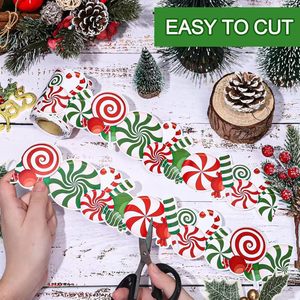 Pegatinas Adhesivas de Papel con Diseño de Bastones de Caramelo Navideños para Decoración de Fiestas, Etiquetas para Regalos - Product Image 3