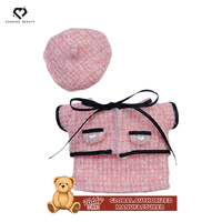 Ours en peluche de 17 cm, jouets en peluche, ours en peluche chic en tweed avec nœud floral