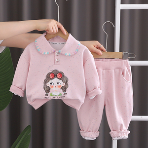 Ingrosso personalizzato carino cartone animato bambina 2 pezzi abbigliamento per bambini Casual collo a manica lunga pantaloni lunghi realizzati - Product Image 3