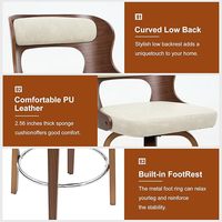 Tabourets de bar pivotants au design nordique moderne, en cuir synthétique PU, en bois courbé, chaise haute pour comptoir, utilisation extérieure, hôtel, usage commercial