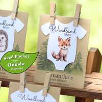 Carte de vœux en papier semence biodégradable personnalisée avec graines de fleurs sauvages pour baby shower sur le thème des animaux, idéale comme cadeau pour les invités