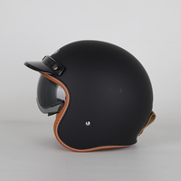 Casque de Moto Rétro à Visière Bulle, Masque de Scooter à Visage Ouvert, Casco Moto Vintage, 3/4