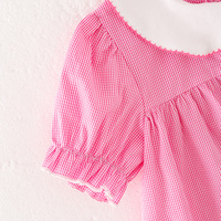 Robe d'été décontractée tissée à col rond avec nœud et broderie de football rose, longueur genou, coupe trapèze pour bébés filles ODM