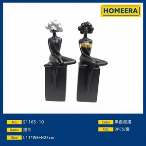 All'ingrosso 10x6x25cm figurine Decorative in resina bianca e nera oggetti decorativi per la casa - Product Image 1