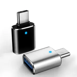 cantell 2022新型LED Type-C OTG适配器USB C型公对USB母转换器USB3.0适配器C型充电适配器