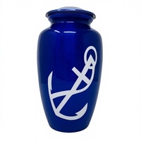 Urne funéraire bleue avec motif ancre, taille adulte, finition personnalisable, récipient pour cendres commémoratives, urnes et pots décoratifs pour la maison