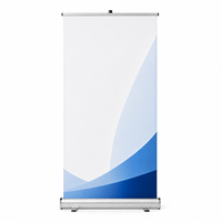Support de bannière déroulante verticale sur pied en aluminium léger à base large, personnalisé OEM, pour affichage publicitaire au sol