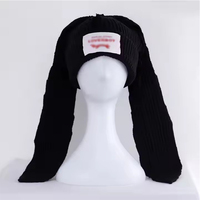 Bonnet en tricot avec longues oreilles de lapin mignonnes, chapeau amusant et moelleux pour l'hiver, bonnet chaud en crochet lapin, bonnet souple pour l'extérieur