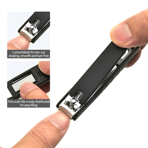 Cortaúñas de Acero Inoxidable Negro con Cuchilla Curva y Abertura Ancha para Manicura y Pedicura de Dedos de Manos y Pies - Product Image 3