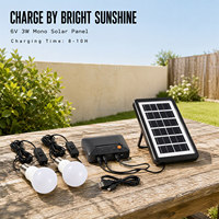 Kit d'éclairage solaire portable 3W mono, blanc chaud 3500K, lampes à double ampoule, charge USB, IP65, pour le camping et les situations d'urgence