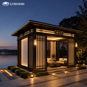 <span class=keywords><strong>Pergola</strong></span> bioclimatique en aluminium imperméable de haute qualité, style pavillon chinois avec <span class=keywords><strong>plaque</strong></span> décorative pour jardin de montagne - Product Image 1