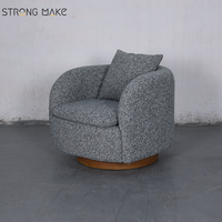 Fauteuil pivotant moderne rembourré pour salon, chaise d'appoint pivotante avec accoudoirs