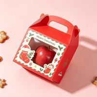 Boîte cadeau personnalisée pour la veille de Noël, en forme de maison, pliable, en papier, avec fenêtre transparente, impression Père Noël, matériaux recyclés, finition mate, pour bonbons