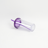Gobelet en plastique de 700 ml avec couvercle et paille réutilisable, sans BPA, anti-fuite, isolation thermique, transparent, pour boissons froides, avec impression de logo personnalisé