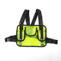 Hip Hop Herren Taillen packung Verstellbare Schulter Brust Rig Tasche mit Kette Bogen Brief Feder Knopf Dekorationen Funktionelle Weste