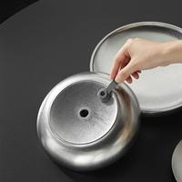 Plaque de refroidissement ronde en acier inoxydable 304, écologique, pour sashimi et fruits de mer réfrigérés, qualité alimentaire et compatible lave-vaisselle