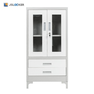 Gabinetes de acero personalizados de fábrica, puerta de vidrio abatible, gabinete de oficina de Metal, diseño moderno, gabinete de almacenamiento de archivos de oficina ajustable - Product Image 1