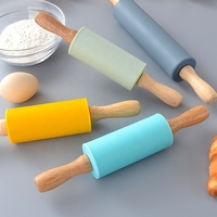 Petit rouleau à pâtisserie en silicone pour usage domestique, rouleau à pâtisserie pour enfants, antiadhésif, pour étaler la pâte, la cuisson et les enveloppes de raviolis