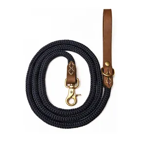 Laisse <span class=keywords><strong>pour</strong></span> chiens, robuste, en cuir, noire, laisse <span class=keywords><strong>pour</strong></span> animaux domestiques, <span class=keywords><strong>pour</strong></span> moyens, grands et petites tailles - Product Image 1