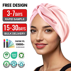 Turban en satin doux pré-noué <span class=keywords><strong>pour</strong></span> femmes avec logo personnalisé, <span class=keywords><strong>bonnet</strong></span> de sommeil en satin soyeux, bandeau de mode, <span class=keywords><strong>bonnet</strong></span> de chimiothérapie, chapeau <span class=keywords><strong>pour</strong></span> cheveux - Product Image 3