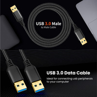 Cable USB 3.0 de Doble Conector Macho con Revestimiento Trenzado para Transferencia de Datos y Carga Rápida para Computadora, Auriculares y Cámara
