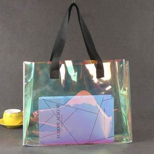 Sac fourre-tout en PVC holographique transparent de haute qualité avec logo personnalisé, imprimé par laser couleur - Product Image 3