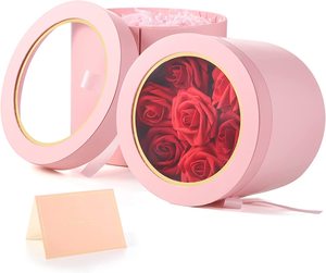 Double Layer Rotating Floral Bouquet Roses box Luxury Cardboard Round Flower Box for Luxury Grad Birthday Wedding Gift