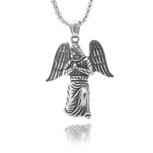 Winged <b>Angel</b> Pendant Stainless Steel Unisex Necklace Retro Style <b>Gift</b> 190193 - Product Image 4