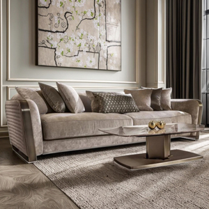 Italian Luxury High Quality Living Room <strong>Sofas</strong> Modern Gold <strong>Stainless</strong> <strong>Steel</strong> Metal Counterweight Square Rectangular Velour - Product Image 5