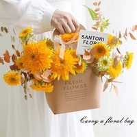 Papier Kraft Fleurs Sacs-cadeaux Bouquets Sacs avec poignée Fleurs Emballage Cadeau Décoration de la maison
