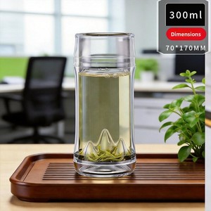 Mug à thé en <span class=keywords><strong>verre</strong></span> borosilicate <span class=keywords><strong>double</strong></span> couche, transparent, design tube droit ouvert, style sportif, cadeau d'affaires pour usage domestique - Product Image 6
