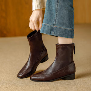 Chunky-Heeled Snow <b>Boots</b> High Heel Fur Midsole Anti-Slip Soles-Fashionable Versatile Elegant Slim Ankle <b>Boots</b> for Autumn/Winter - Product Image 6