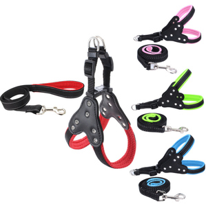 Wholesale Hot Selling Plain Solid Color Vegan <strong>Leather</strong> <strong>Harness</strong> for Pet Dog - Product Image 2